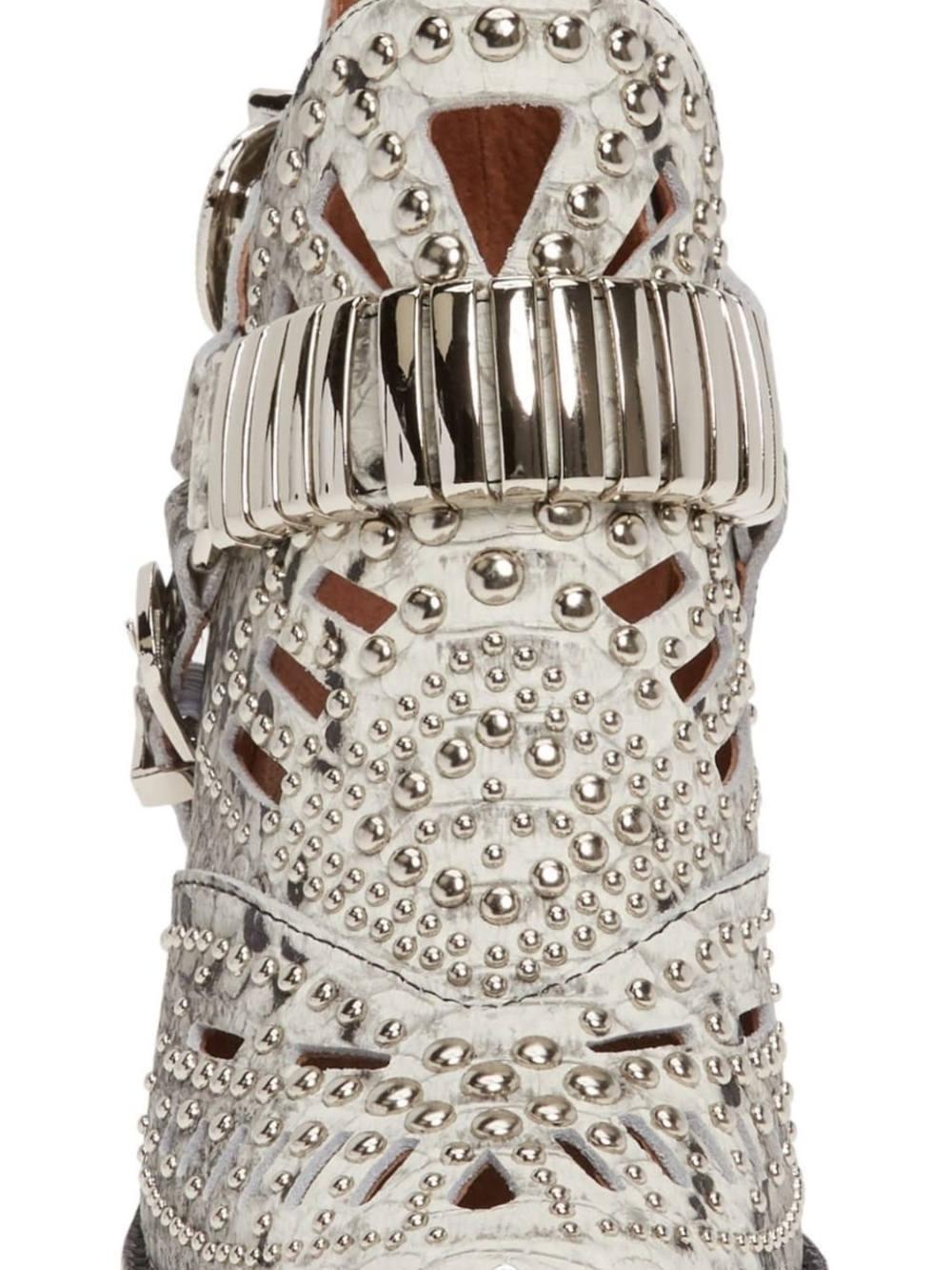 Jeffrey Campbell Silver and Black Snake-Print Cutout Western Bootie - Picture 5 of 7